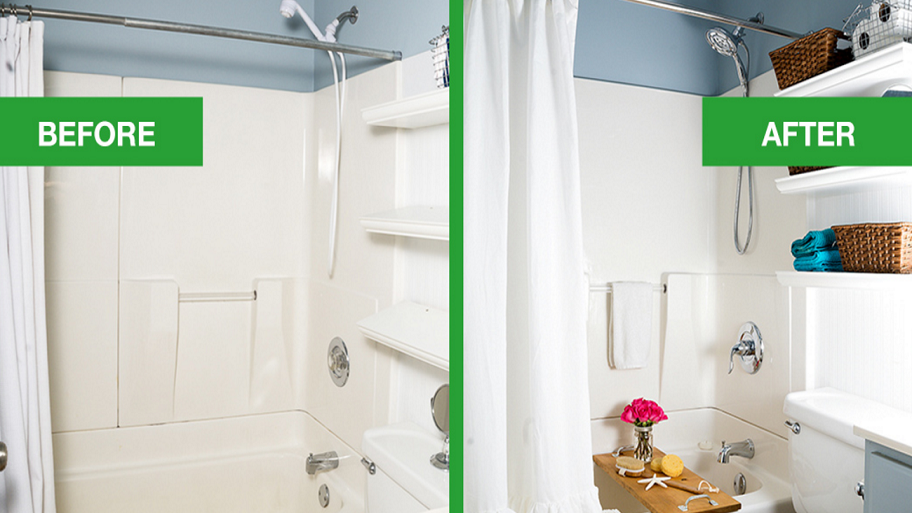 before and after shower remodel